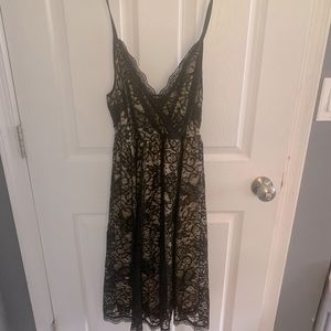 Black lace mid knee dress